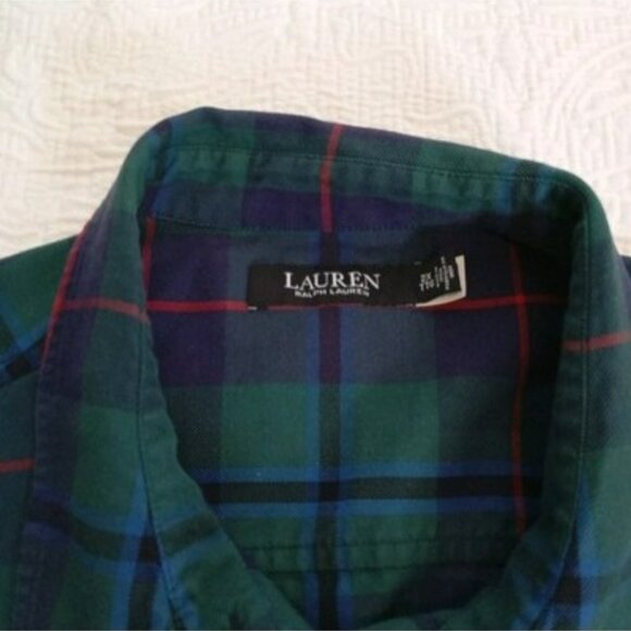 Lauren Ralph Lauren Shirt Crest Button-Up Size 2X TTG Womens Plaid Cotton - Picture 8 of 11